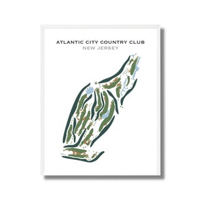 Atlantic City Country Club, NJ / Mapa del campo de golf, mapa de golf, regalo de golfista para él, diseño de tarjeta de puntuación, regalo de novio golfista, impresión artística SIN MARCO