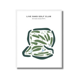 Live Oaks Golf Club, MS / Mapa del campo de golf, mapa de golf, regalo de golfista para él, diseño de tarjeta de puntuación, regalo de novio golfista, impresión artística SIN MARCO