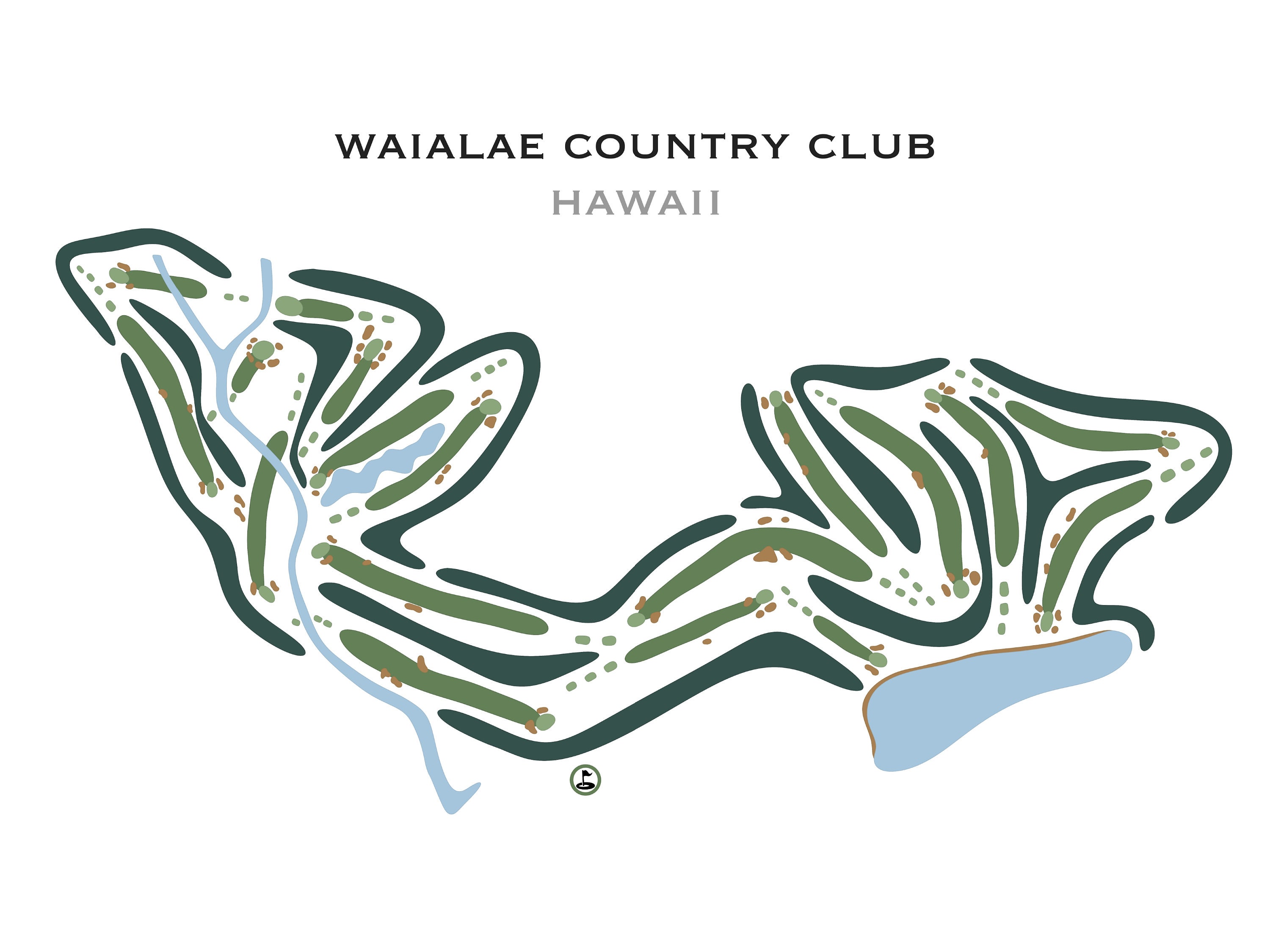 Waialae Country Club Hawaii Golf Course Map Home Decor Etsy