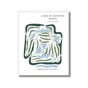 Links of Boynton Beach, Florida | Golfbaankaart, golfcadeaus voor golfer, baanindeling, perfect cadeau voor papa | Unieke print Niet ingelijst