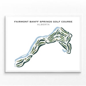 Fairmont Banff Springs Golfkurs, Alberta | Golf Platz Karte, Golf Geschenke für Papa, Golf Wand Kunst | Aquarell Style Kunstdruck Ungerahmt