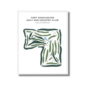 Fort Washington Country Club, Kalifornien, Golf Platz Karte, Jubiläum Geschenk, Geburtstag Geschenk, Golfer Papa Geschenk, Golf Wand Dekor, UNGERAHMT