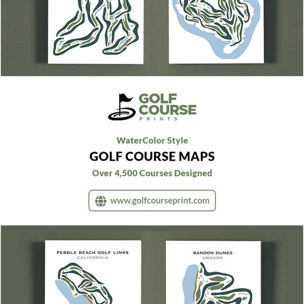 Custom Golf Course Maps | Golf Course Map, Home Decor, Golfer Gift for Him, Scorecard Layout, Golfer Boyfriend Gift, Art Print UNFRAMED