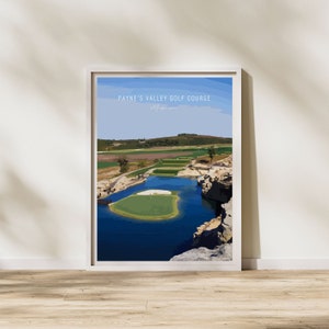 Muurkunst Payne's Valley-golfbaan, Missouri | Signature hole golfposter decor, sport vader cadeau, cadeau golfliefhebbers, speelkamer minimalistisch decor