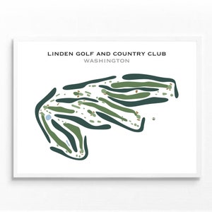 Linden Golf & Country Club, WA | Golf Course Map, Golf Map, Golfer Gift For Him,Scorecard Layout,Golfer Boyfriend Gift, Art Print Decor