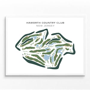 Haworth Country Club, NJ | Golf Course Map, Golf Map, Golfer Gift For Him, Scorecard Layout, Golfer Boyfriend Gift, Art Print Decor