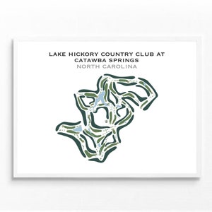 Lake Hickory Country Club Springs Clubhouse, Caroline du Nord | Carte du parcours de golf, carte du golf, cadeau golfeur pour lui, cadeau petit ami golfeur, impression d'art sans cadre