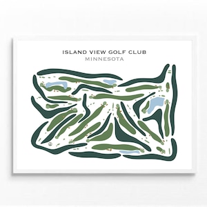 Insel-Ansicht Golf Club, Minnesota | Golf Wohndekor, Golf Wandkunst, Golf Papa Geschenk, Golf Geschenke für Ihn | Aquarell Style Kunstdruck Kein gerahmt