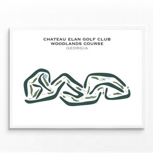 Chateau Elan Golf Club - Woodlands Course, GA | Mapa do campo de golfe, Mapa de golfe, Presente de jogador de golfe para ele, Presente de namorado jogador de golfe, Impressão de arte SEM MOLDURA