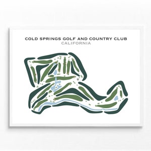 Golf Country Club de Cold Springs, CA | Carte du parcours de golf, cadeau golfeur pour lui, mise en page de la carte de pointage, cadeau petit ami golfeur, impression d'art sans cadre
