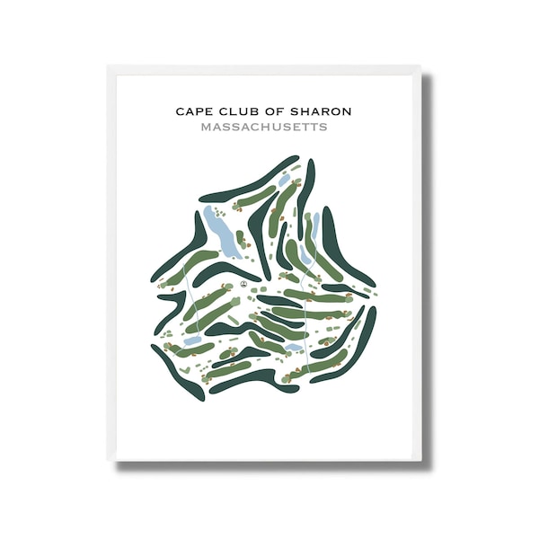 Cape Club of Sharon, MA | Golf Course Map, Home Decor, Golfer Gift For Him, Scorecard Layout, Golfer Boyfriend Gift, Art Print UNFRAMED