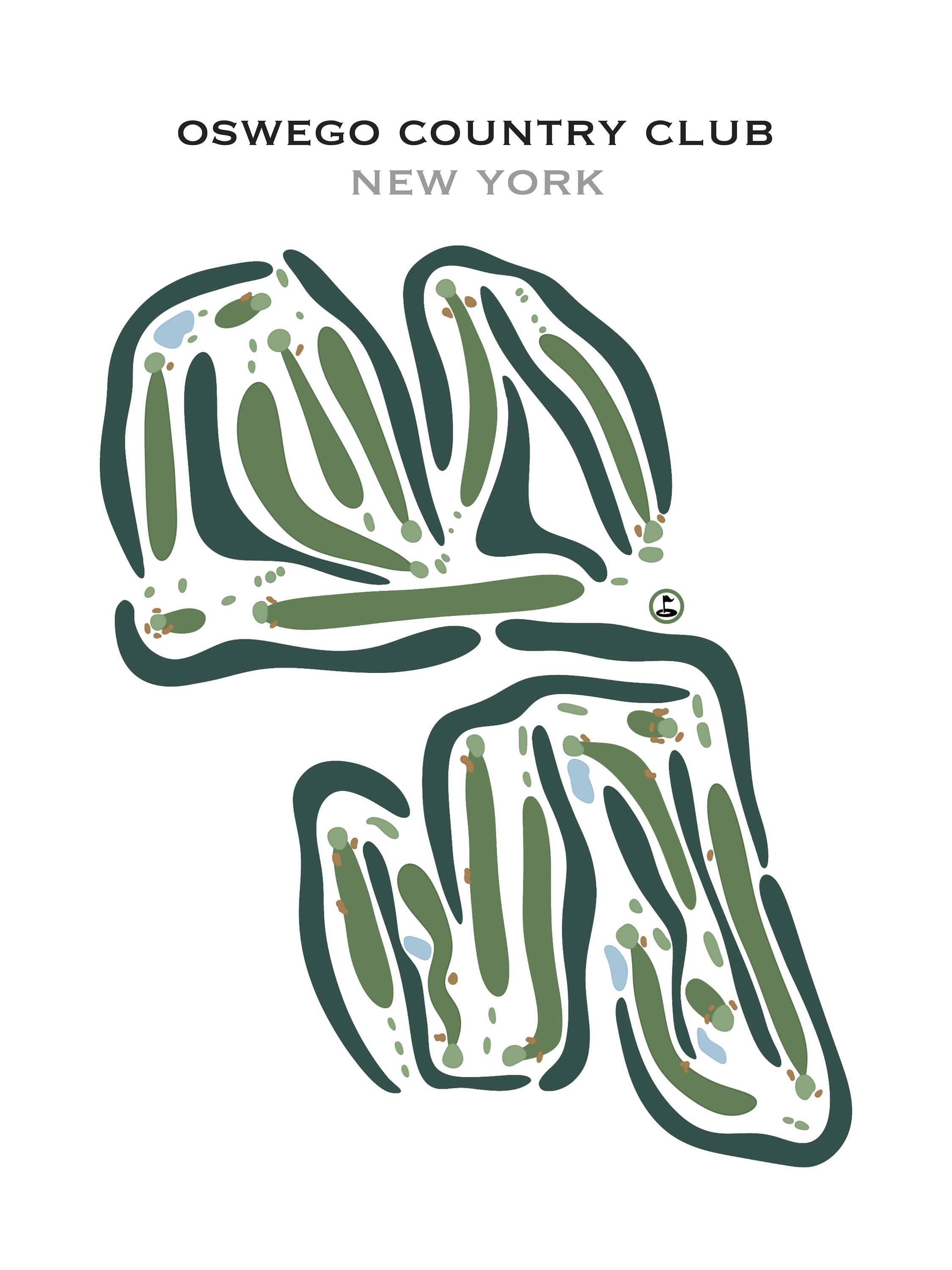 Oswego Country Club, New York Golf Course Map, Home Decor, Golfer Gift