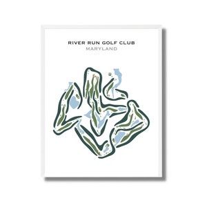 River Run Golf Club & Community, Maryland|Golfplatz Karte,Golf Geschenke für Papa,Golf Dekor für Zuhause,Golf Wand Ar |Aquarell Stil Kunstdruck