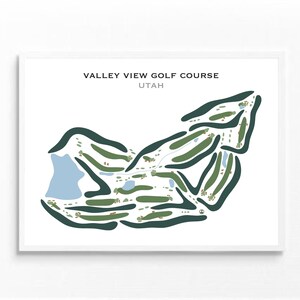 Golfclubafdrukken - Valley View Utah-golfbaankaart | Niet-ingelijst golfbaanontwerpkunstwerk | Aquarel golfbaanposter | Cadeau voor golfers