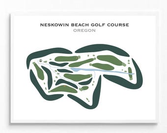 Neskowin Beach Golf Course, OR Golf Course Map Canvas Art, Golf Gifts, Golf Club Décor, Golf Poster Print, Birthday Gift For Men Women