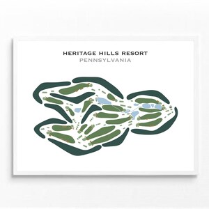 Heritage Hills Resort, PA / Mapa del campo de golf, mapa de golf, regalo de golfista para él, diseño de tarjeta de puntuación, regalo de novio golfista, impresión artística SIN MARCO