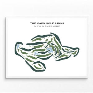 The Oaks Golf Links, New Hampshire | Carte du parcours de golf, carte du golf, cadeau golfeur pour lui, mise en page de la carte de score, cadeau petit ami golfeur, impression d'art sans cadre