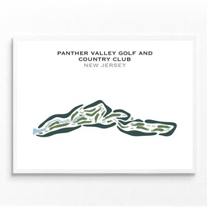 Panther Valley Golf & Country Club, New Jersey | Kaart golfbaan, decor, golfer cadeau voor hem, scorecard, cadeau golfer vriendje, kunstdruk INGELIJSTE