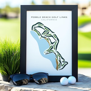 Pebble Beach Golf Links CA Print Wandkunst | Golf Platz Karte, Score Karte, Score Karte, Golf Karte, Geschenk für Papa Golfer, Golf Handtuch, Geschenk für Papa