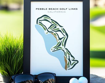 Pebble Beach Golf Links CA Print Wall Art | Golf Course Map, Dad Golfer Gift For Him, Scorecard Layout, Golfer Boyfriend Gift, Golf Towel