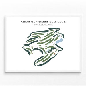 Golf Club Crans-sur-Sierre, Schweiz | Kunstdruck, Golfspieler Geschenk, Golfspieler Karte, Scorekarten Layout, Landkarte, Kunstdruck UNGERAHMT, für Sie und Ihn