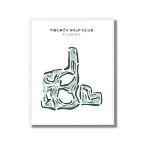 Tiburón Golf Club, Florida / Mapa del campo de golf, Mapa de golf, Regalo de golfista para él, Diseño de tarjeta de puntuación, Regalo de novio golfista, Impresión artística SIN MARCO