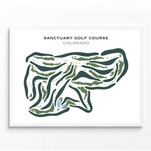 Campo de golf Sanctuary, CO / Mapa del campo de golf, Mapa de golf, Regalo de golfista para él, Diseño de tarjeta de puntuación, Regalo para novio golfista, Impresión artística SIN MARCO
