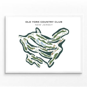 Old York Country Club, New Jersey, Golf Platz Druck, Weihnachtsgeschenk für Golf-Liebhaber, Golf Kunst für Wand, Golf Geschenke für Männer, UNGERAHMT Druck