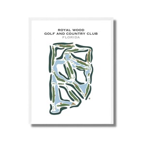 Royal Wood Golf & Country Club, FL / Mapa del campo de golf, decoración, regalo de golfista para él, diseño de tarjeta de puntuación, regalo de novio golfista, impresión artística SIN MARCO