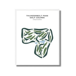 Campo de golf Thunderbolt Pass, IN / Mapa del campo de golf, Mapa de golf, Regalo de golfista para él, Diseño de tarjeta de puntuación, Regalo de novio golfista, Impresión artística SIN MARCO