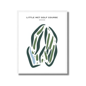 Parcours de golf Little Met, Ohio | Carte du parcours de golf, carte du golf, cadeau golfeur pour lui, mise en page de la carte de score, cadeau petit ami golfeur, impression d'art sans cadre