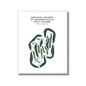 Originele golfbaan op Hankerd Hills Golf Course, Michigan | Golfbaankaart, golfkaart, golfer cadeau voor hem, scorecard, golfer cadeau, kunstdruk INGELIJST