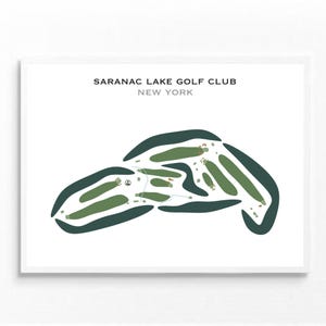Saranac Lake Golf Club, NY / Mapa del campo de golf, Mapa de golf, Regalo para golfista, Diseño de tarjeta de puntuación, Regalo para novio golfista, Lámina artística sin marco