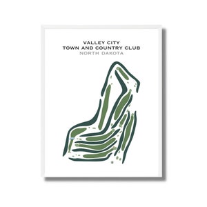 Valley City Town and Country Club, ND | Golfbaankaart, golfkaart, cadeau golfer, scorecardlay-out, cadeau golfer vriendje, kunstdruk INGELIJST