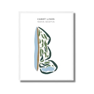 Cabot Links, Nova Scotia | Golfbaankaart, golfkaart, golfer cadeau voor hem, scorecardlay-out, cadeau golfer vriendje, kunstdruk INGELIJST