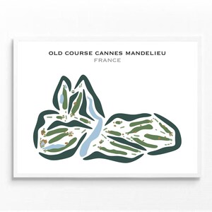 Old Course Cannes Mandelieu, France | Carte du parcours de golf, carte du golf, cadeau golfeur pour lui, carte de pointage, cadeau petit ami golfeur, impression d'art sans cadre