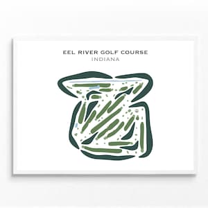 Campo de golf Eel River, Indiana / Mapa del campo de golf, Mapa de golf, Regalo para golfista, Diseño de tarjeta de puntuación, Regalo para novio golfista, Lámina artística sin marco