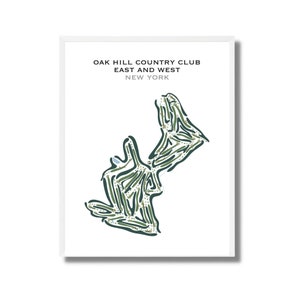 Oak Hill Country Club Ost & West, NY | Kunstdruck, Kunstdruck, Score Card Layout, Golf Map, Golf Map, Golf Siebdruck, Landkarte, Geschenkidee für Sie, Kunstdruck UNGERAHMT