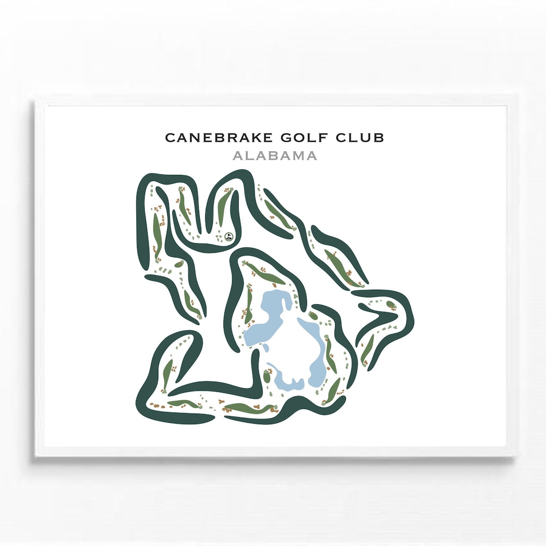 Golf Club Prints Canebrake Alabama Golf Course Map Golf Course Craft