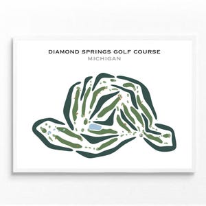 Diamond Springs Golf Platz, MI, Golf Platz Druck, Golfer Geschenk, Benutzerdefinierte Golf Platz Karte, Valentinstag Geschenk für Ihn, Golf Geschenk, UNGERAHMT
