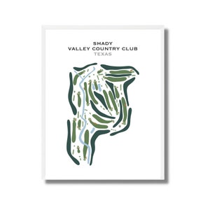 Shady Valley Country Club, TX | Golfbaankaart, golfkaart, golfer cadeau voor hem, scorecardlay-out, cadeau golfer vriendje, kunstdruk INGELIJST