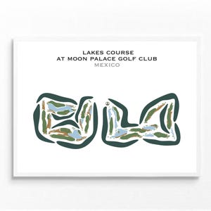 Lakes Course bij Moon Palace Golf Club, Mexico | Golfbaankaart, golfkaart, golfer cadeau voor hem, scorekaartlay-out, kunstprint INGELIJSTE