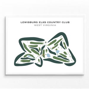 Country Club Lewisburg Elks, Virginie-Occidentale | Carte du parcours de golf, carte du golf, cadeau golfeur pour lui, mise en page de la carte de score, cadeau petit ami golfeur, impression d'art sans cadre