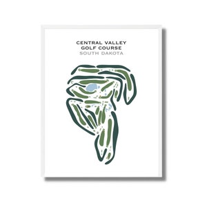 Central Valley-golfbaan, SD | Golfbaankaart, golfkaart, golfer cadeau voor hem, scorecardlay-out, cadeau golfer vriendje, kunstprint INGELIJSTE