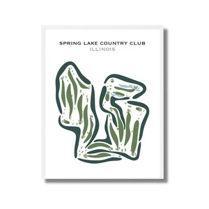 Country Club de Spring Lake, Illinois | Carte du parcours de golf, carte du golf, cadeau golfeur pour lui, mise en page de la carte de score, cadeau petit ami golfeur, impression d'art sans cadre