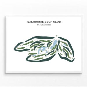 Dalhousie Golf Club, Missouri | Golfbaankaart, golfkaart, golfer cadeau voor hem, scorecardlay-out, cadeau golfer vriendje, kunstdruk INGELIJST