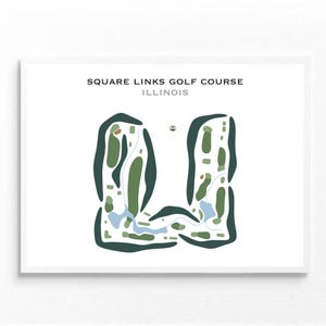 Campo de golf Square Links, IL / Mapa del campo de golf, mapa de golf, regalo de golfista para él, diseño de tarjeta de puntuación, regalo de novio golfista, impresión artística SIN MARCO