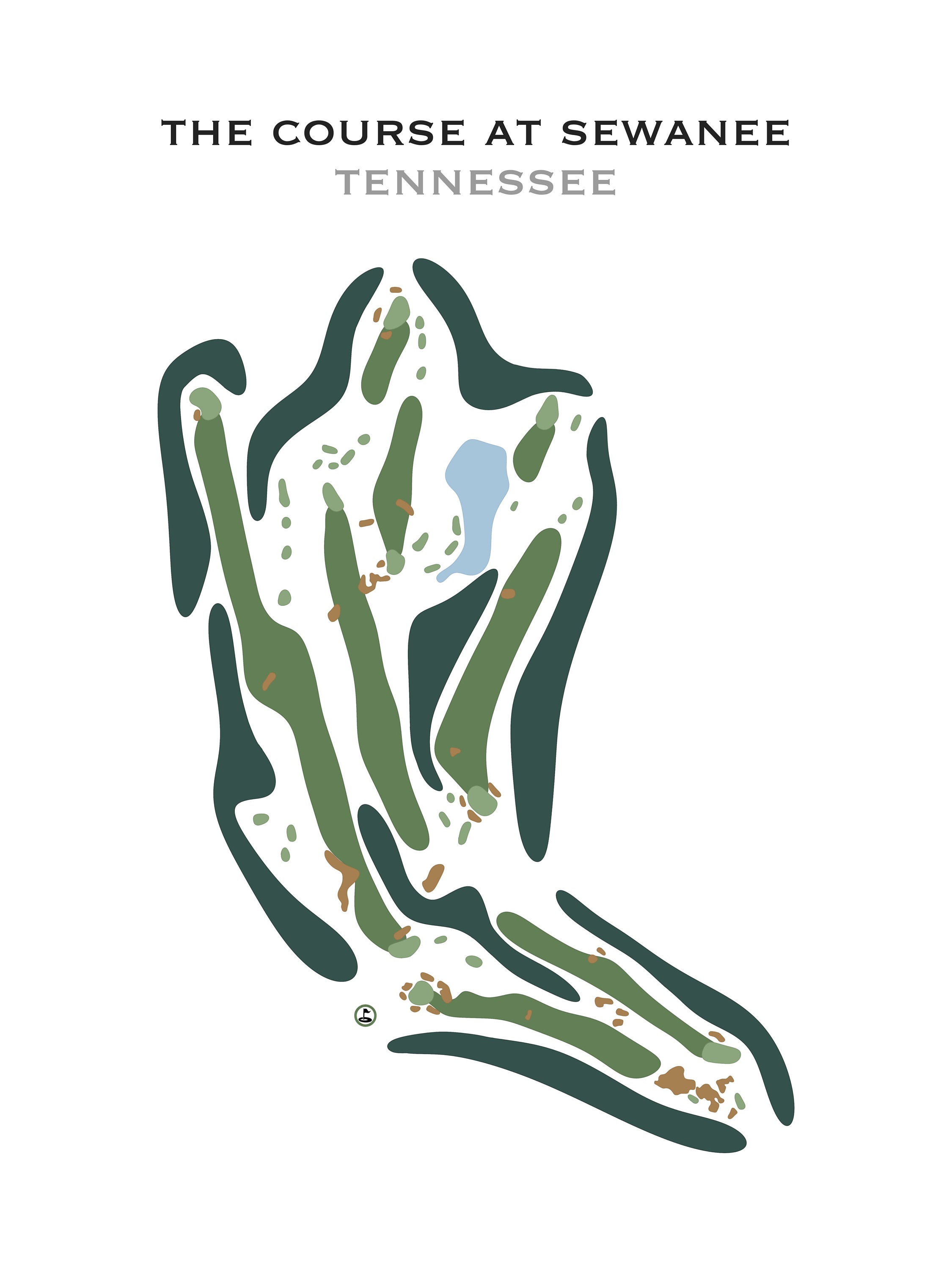The Course at Sewanee, TN Golf Course Map, Home Decor, Golfer Gift for