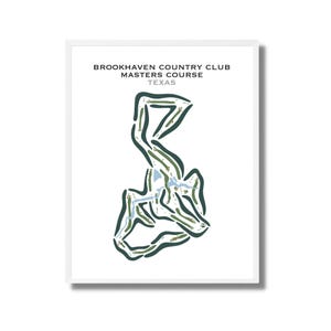 Brookhaven Country Club - Cours de maîtrise, Texas | Carte du parcours de golf, carte du golf, cadeau golfeur pour lui, carte de pointage, cadeau golfeur BF, impression d'art sans cadre