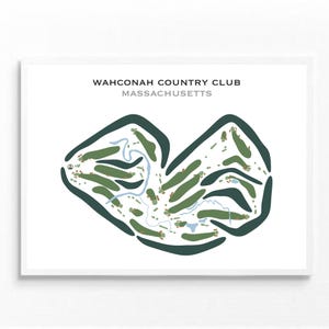 Wahconah Country Club, MA | Golf Course Map, Golf Map, Golfer Gift For Him, Scorecard Layout, Golfer Boyfriend Gift, Art Print Decor
